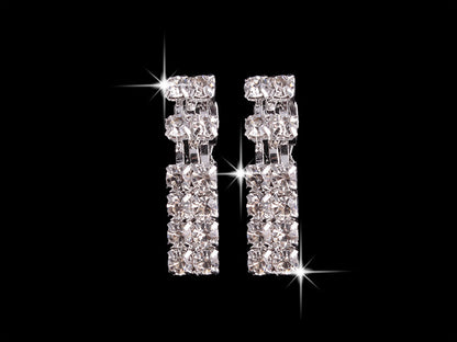 4 Pieces Rhinestones Necklace Set With Earrings Ring And Bracelet Fashion Jewelry For Women - Lunastein