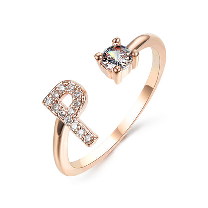 LOVE LETTER – Verstellbarer Initialen-Ring mit Zirkonia in Gold, Silber oder Roségold - Lunastein
