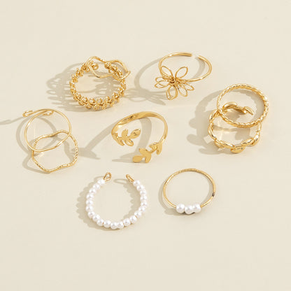 Openwork Flower Set Ring Simple Glossy - Lunastein