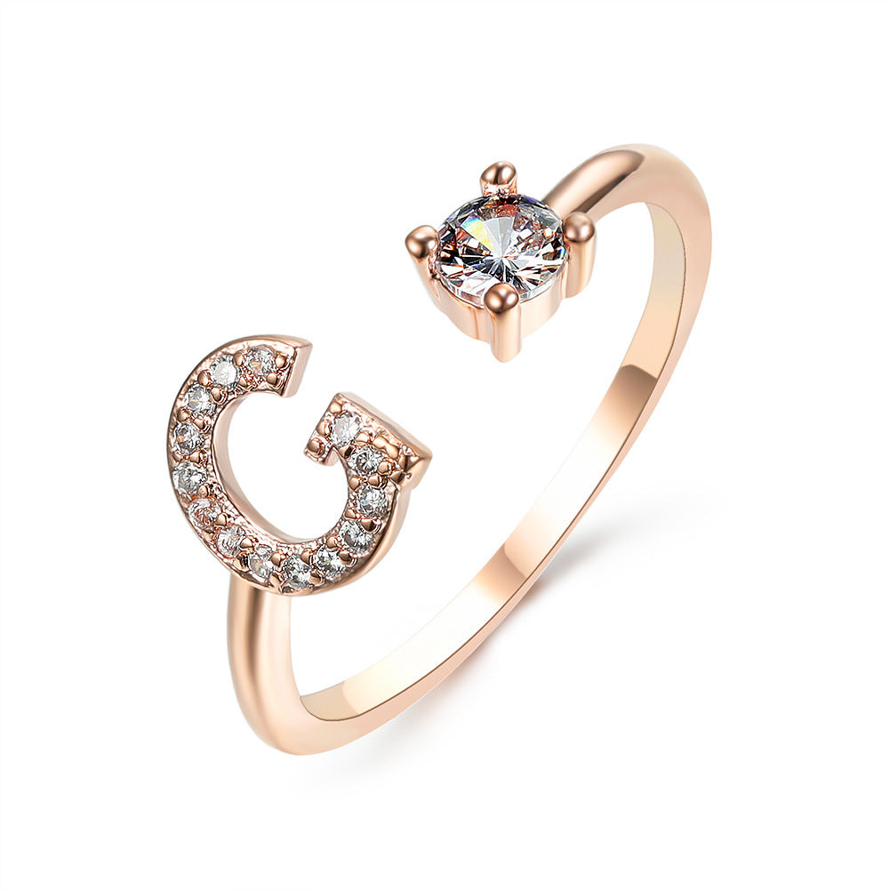 LOVE LETTER – Verstellbarer Initialen-Ring mit Zirkonia in Gold, Silber oder Roségold - Lunastein