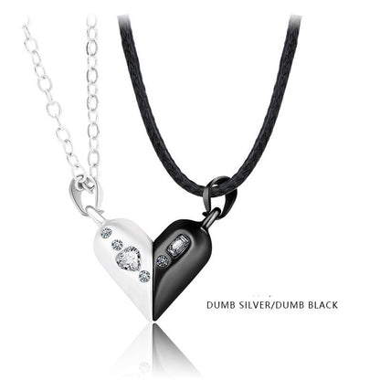 Love Couple Necklace – Magnetische Herz-Halskette für Paare mit Zirkonia - Lunastein