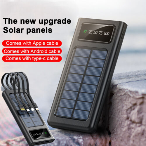 Solar Power Bank 900000mAh Tragbar Externer Batterie Ladegerat Fur Alle Handy DE SchmuckNeu
