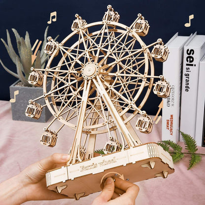 Robotime DIY Wooden Rotatable Ferris Wheel Model With Playing Music Toys For Children Birthday TGN01 SchmuckNeu