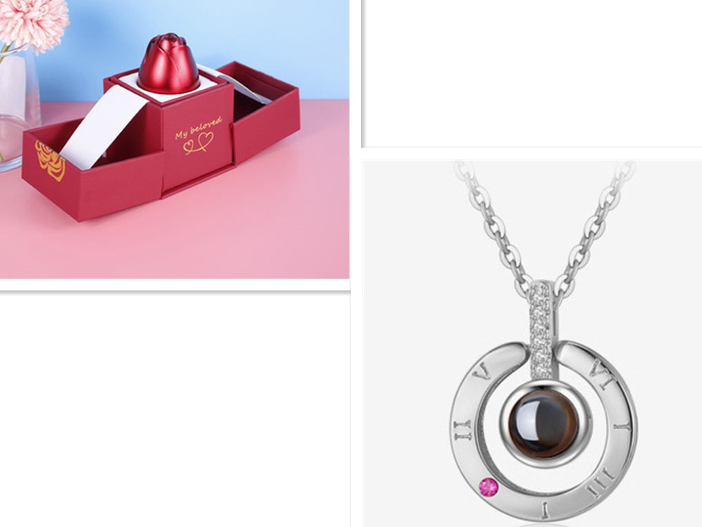 Hot Valentine's Day Gifts Metal Rose Jewelry Gift Box Necklace For Wedding Girlfriend Necklace Gifts SchmuckNeu