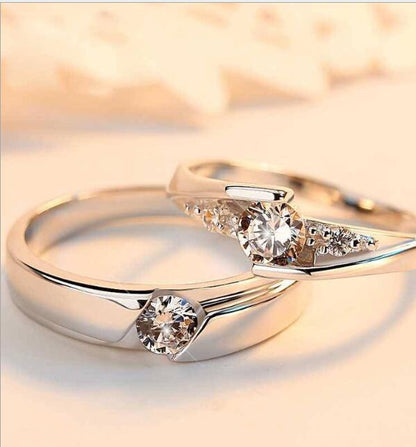 Eternal Spark – Verstellbare Partner-Ringe aus 925er Silber mit Zirkonia - Lunastein