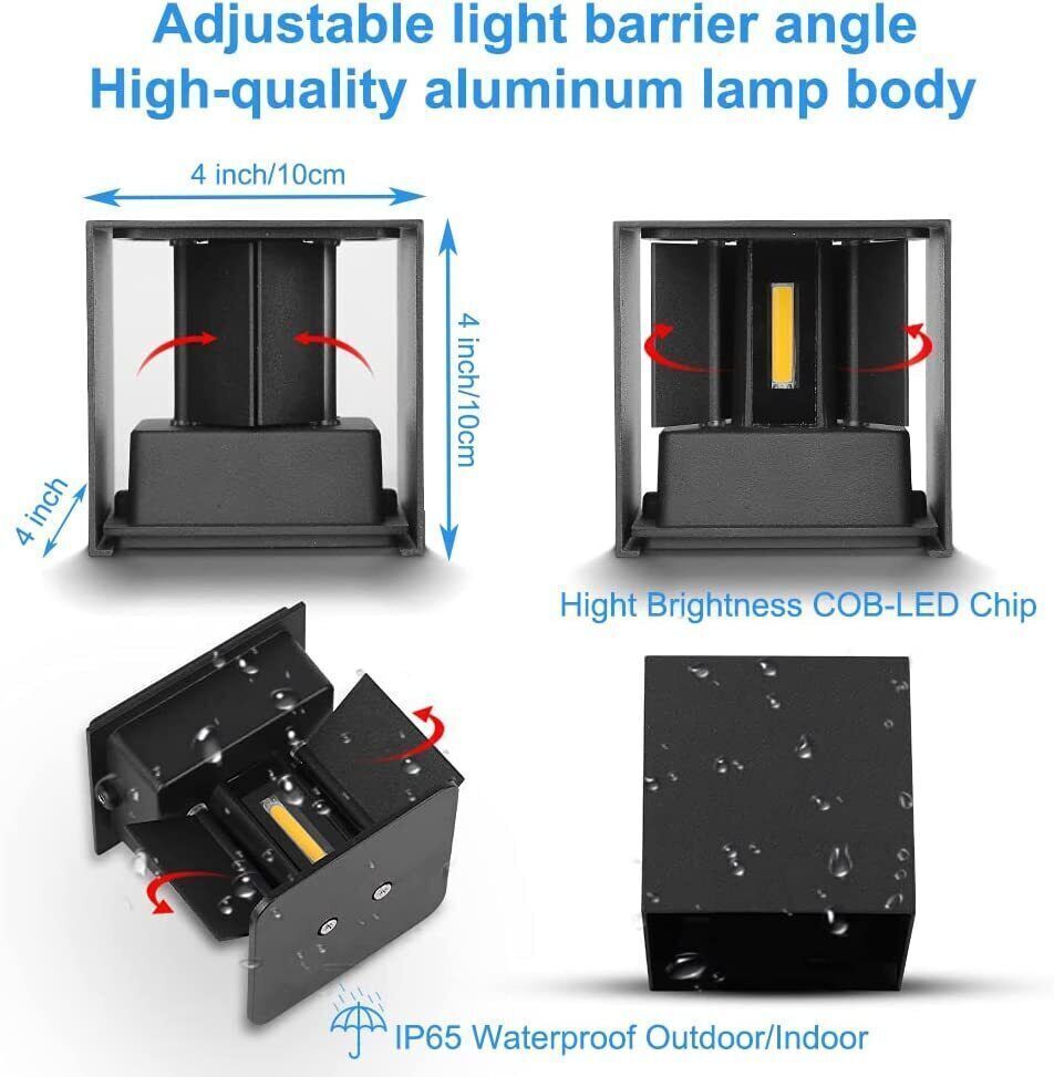 wall lamp cube led wall light fixture lamp up down for outdoor indoor waterproof