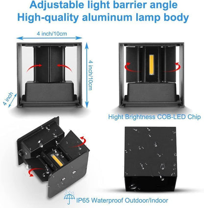 Wall Lamp Cube LED Wall Light Fixture Lamp Up Down For Outdoor Indoor Waterproof