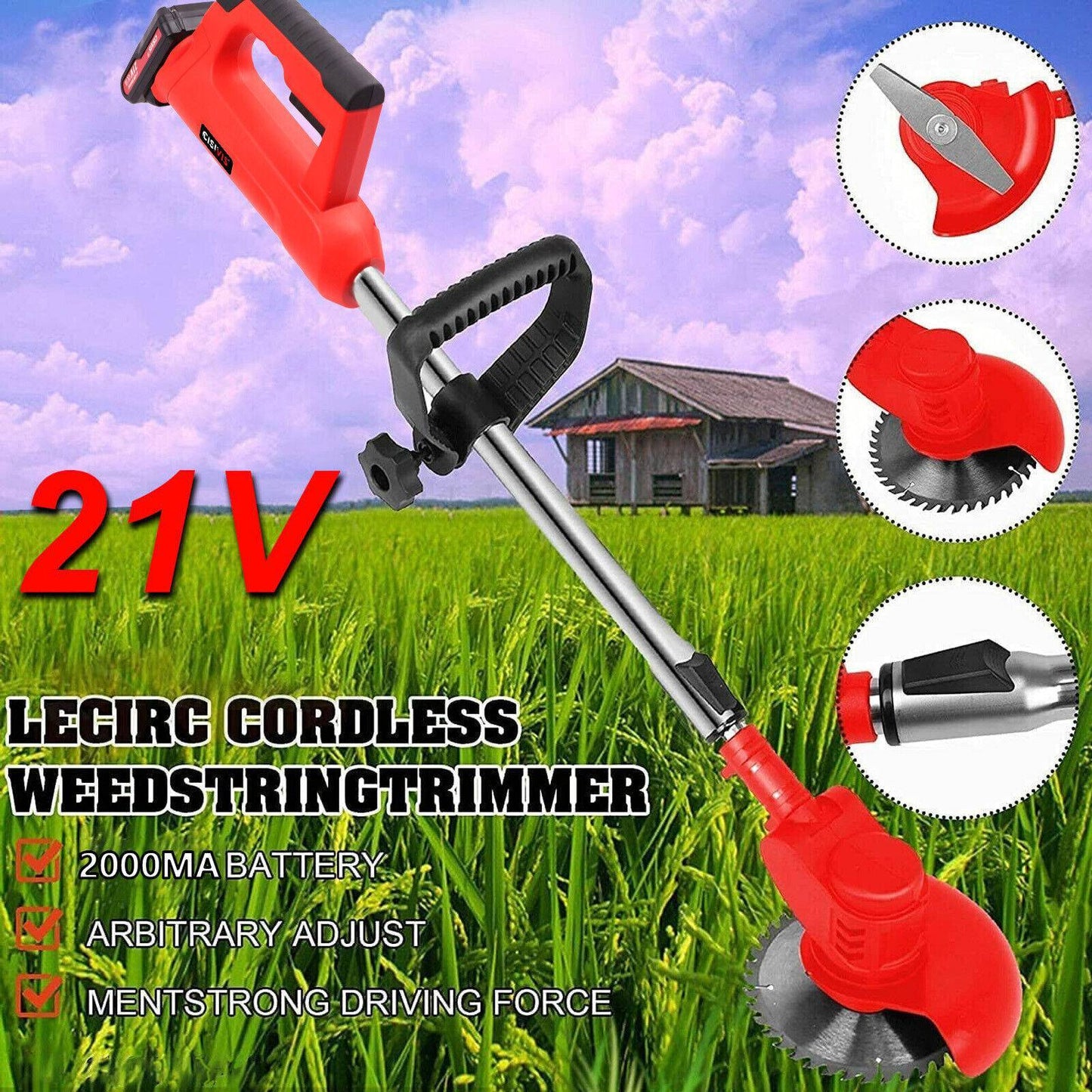 electric cordless lawn trimmer with 2 batteries and charger brush cutter brushcutter red schmuckneu