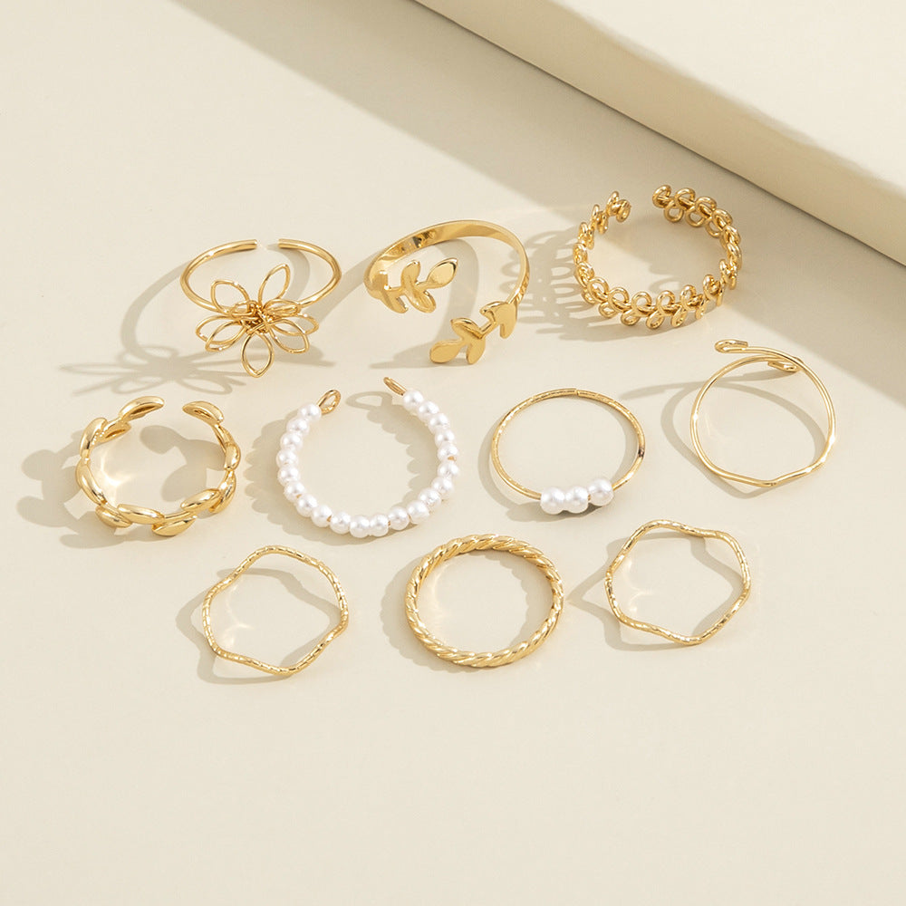Openwork Flower Set Ring Simple Glossy - Lunastein