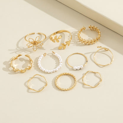 Openwork Flower Set Ring Simple Glossy - Lunastein