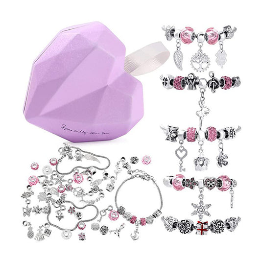 56 Piece DIY Love Box Set Charm Bracelet Making Toolkit - Lunastein