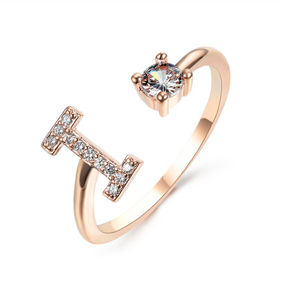 LOVE LETTER – Verstellbarer Initialen-Ring mit Zirkonia in Gold, Silber oder Roségold - Lunastein