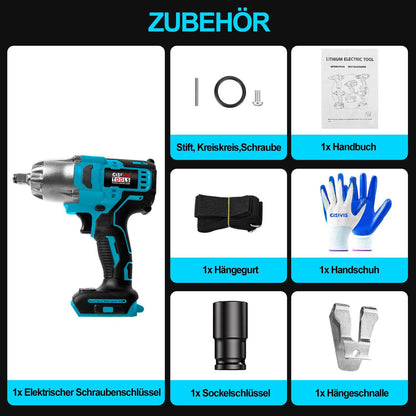 2000Nm Cordless Impact Wrench Cordless Screwdriver Ratchet For 18V