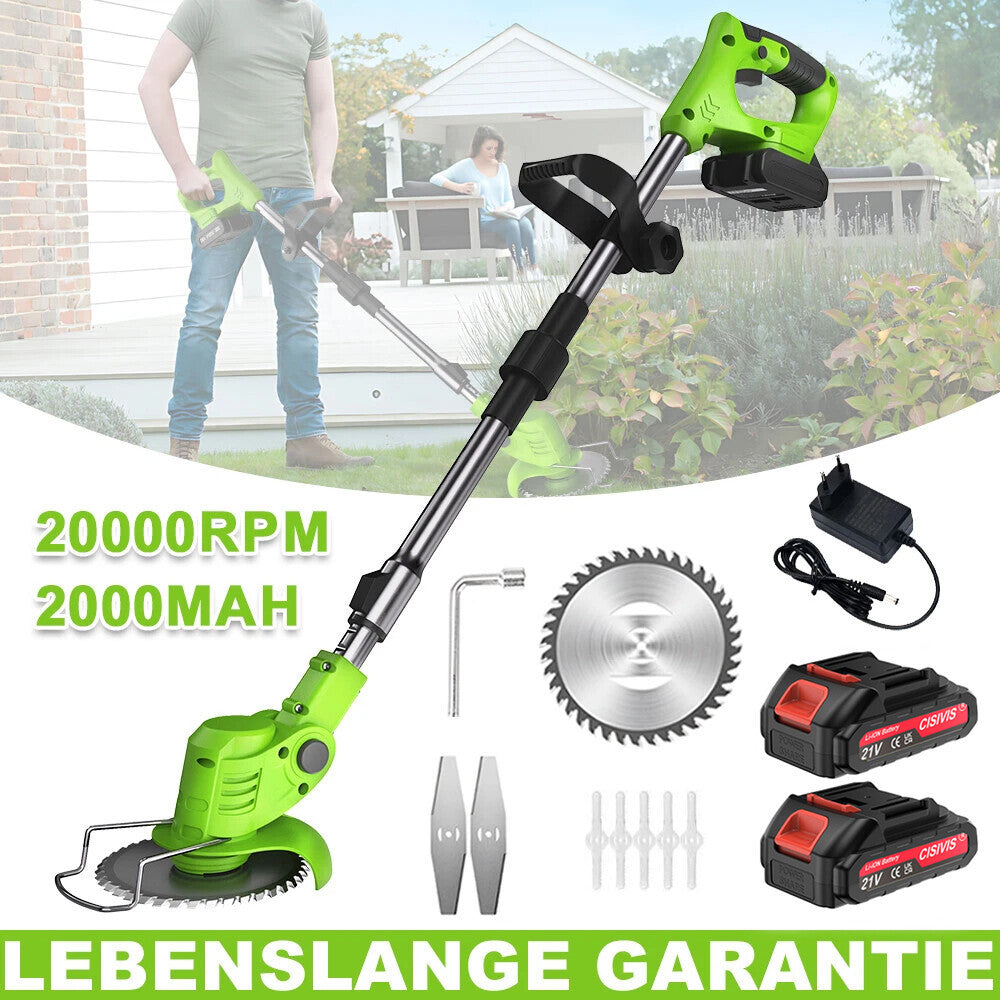 cordless grass trimmer lawn edge cutter with 2 battery and charger brush cutter