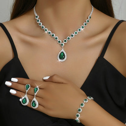 Fashion Jewelry Bridal Jewelry Suit Necklace Ear Stud Bracelet Three-piece Set - Lunastein