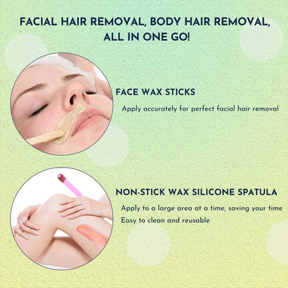 Waxing Kit 19 Items, WUWUVISTA Hair Removal Wax Kit With Wax Melt Warmer Waxing Beads For Face, Brazilian, Full Body, Bikini Suitable For Plugs Of American & European Specifications SchmuckNeu