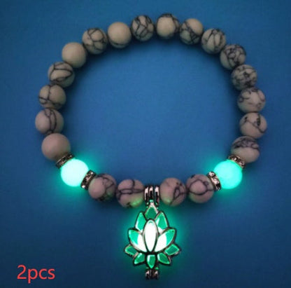 Energy Luminous Lotus Natural Stone Bracelet Yoga Healing Luminous Glow In The Dark Charm Beads Bracelet For Men Women Prayer Buddhism SchmuckNeu