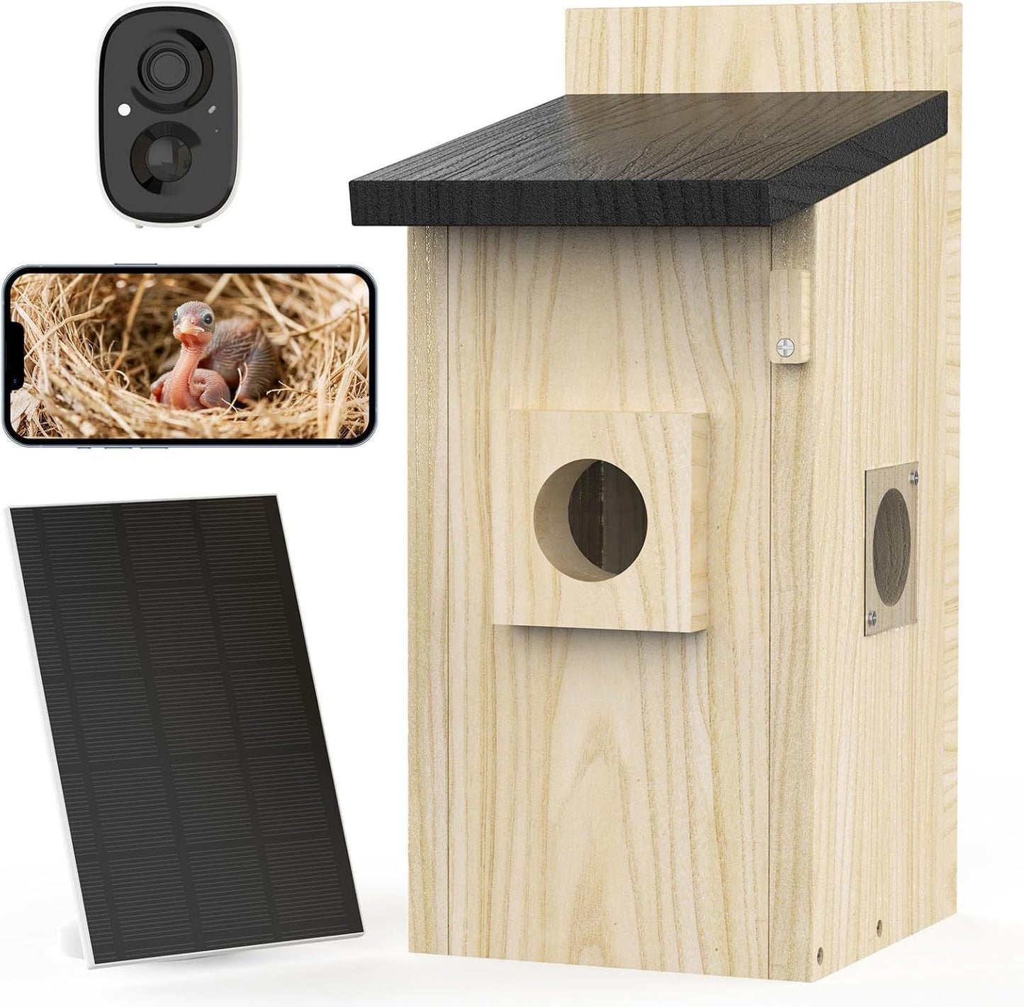 smart bird houses for outside solar powered,4mp birdhouse camera for outdoors, watch bird nesting & hatching in real time, ai identify bird behavior & create, diy ideal gift