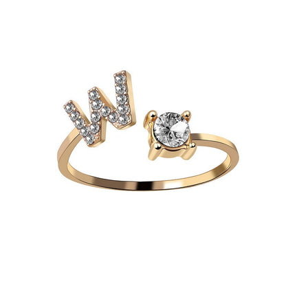 LOVE LETTER – Verstellbarer Initialen-Ring mit Zirkonia in Gold, Silber oder Roségold - Lunastein