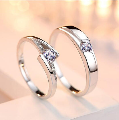 Eternal Spark – Verstellbare Partner-Ringe aus 925er Silber mit Zirkonia - Lunastein