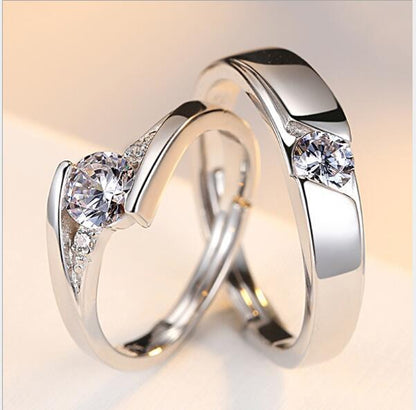 Eternal Spark – Verstellbare Partner-Ringe aus 925er Silber mit Zirkonia - Lunastein