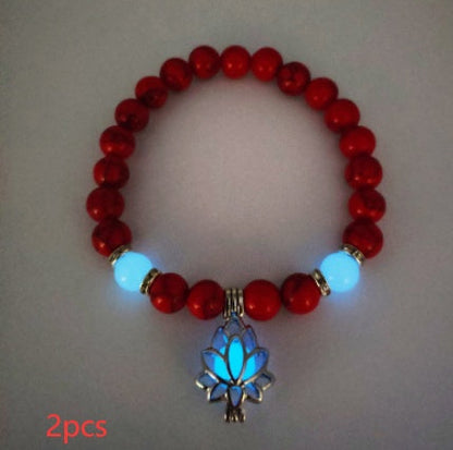 Energy Luminous Lotus Natural Stone Bracelet Yoga Healing Luminous Glow In The Dark Charm Beads Bracelet For Men Women Prayer Buddhism SchmuckNeu