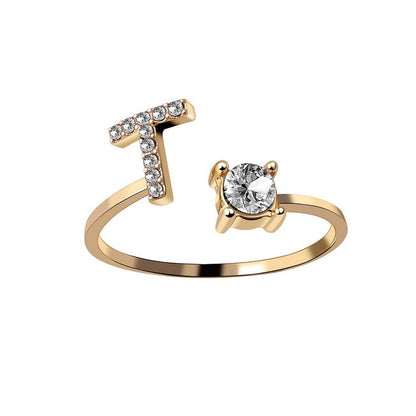 LOVE LETTER – Verstellbarer Initialen-Ring mit Zirkonia in Gold, Silber oder Roségold - Lunastein