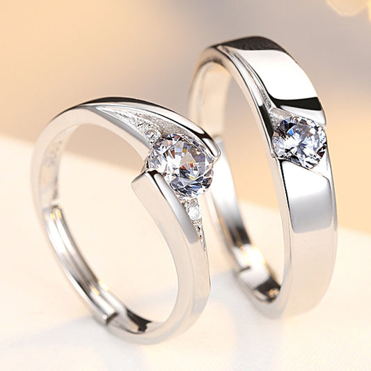 Eternal Spark – Verstellbare Partner-Ringe aus 925er Silber mit Zirkonia - Lunastein
