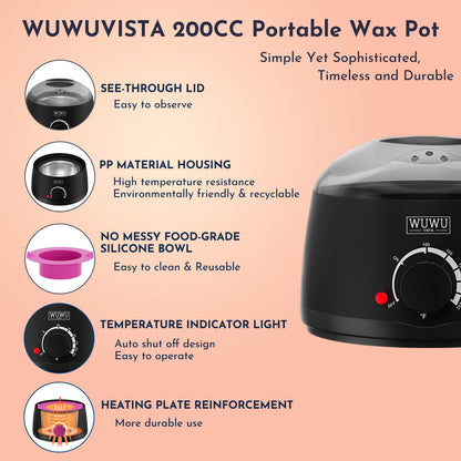Waxing Kit 11 Items WUWUVISTA Hair Removal Wax Kit With Wax Melt Warmer Waxing Beads For Face,Brazilian,Full Body,Bikini,Sensitiive Skin Suitable For Plugs Of American, European Specification SchmuckNeu