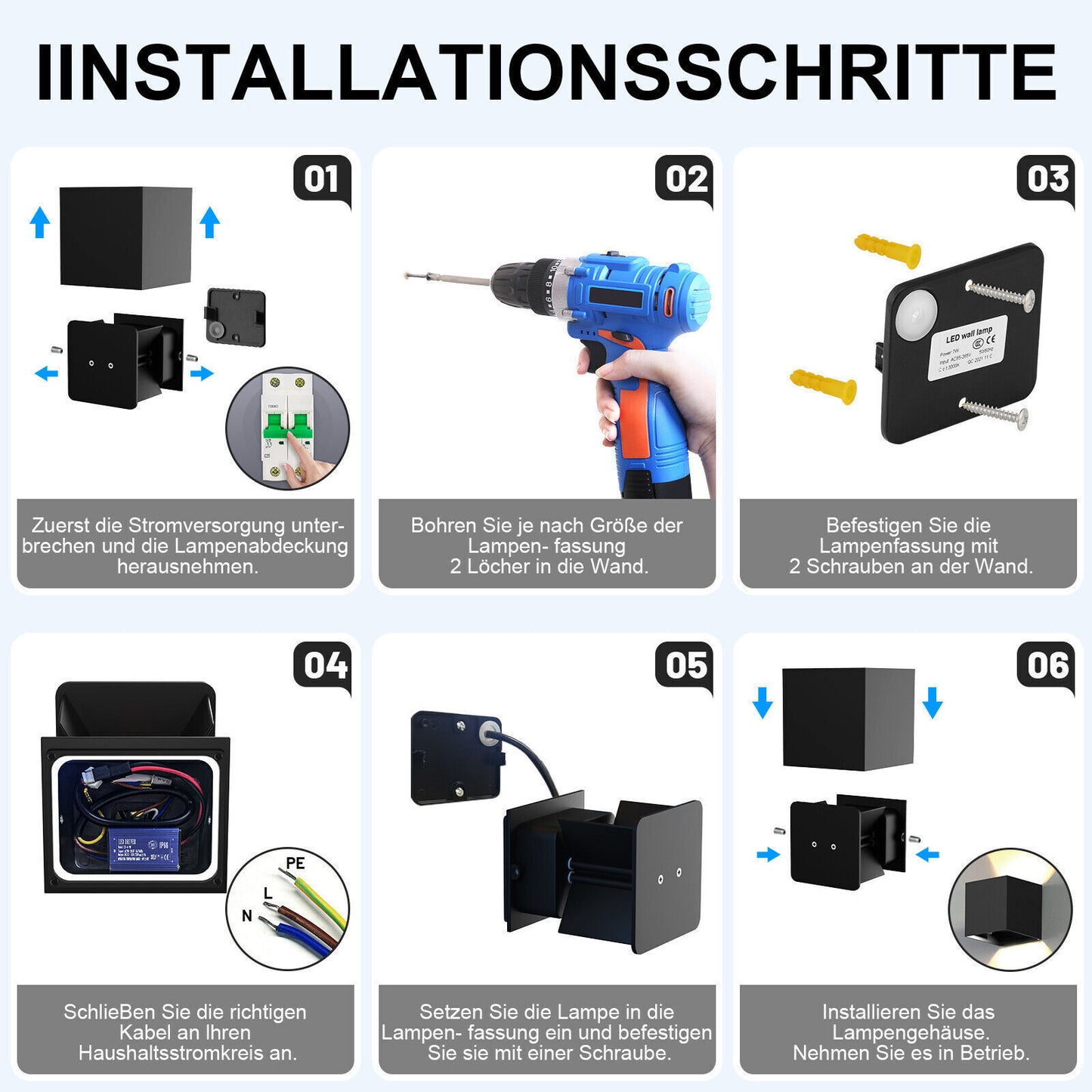 wall lamp cube led wall light fixture lamp up down for outdoor indoor waterproof