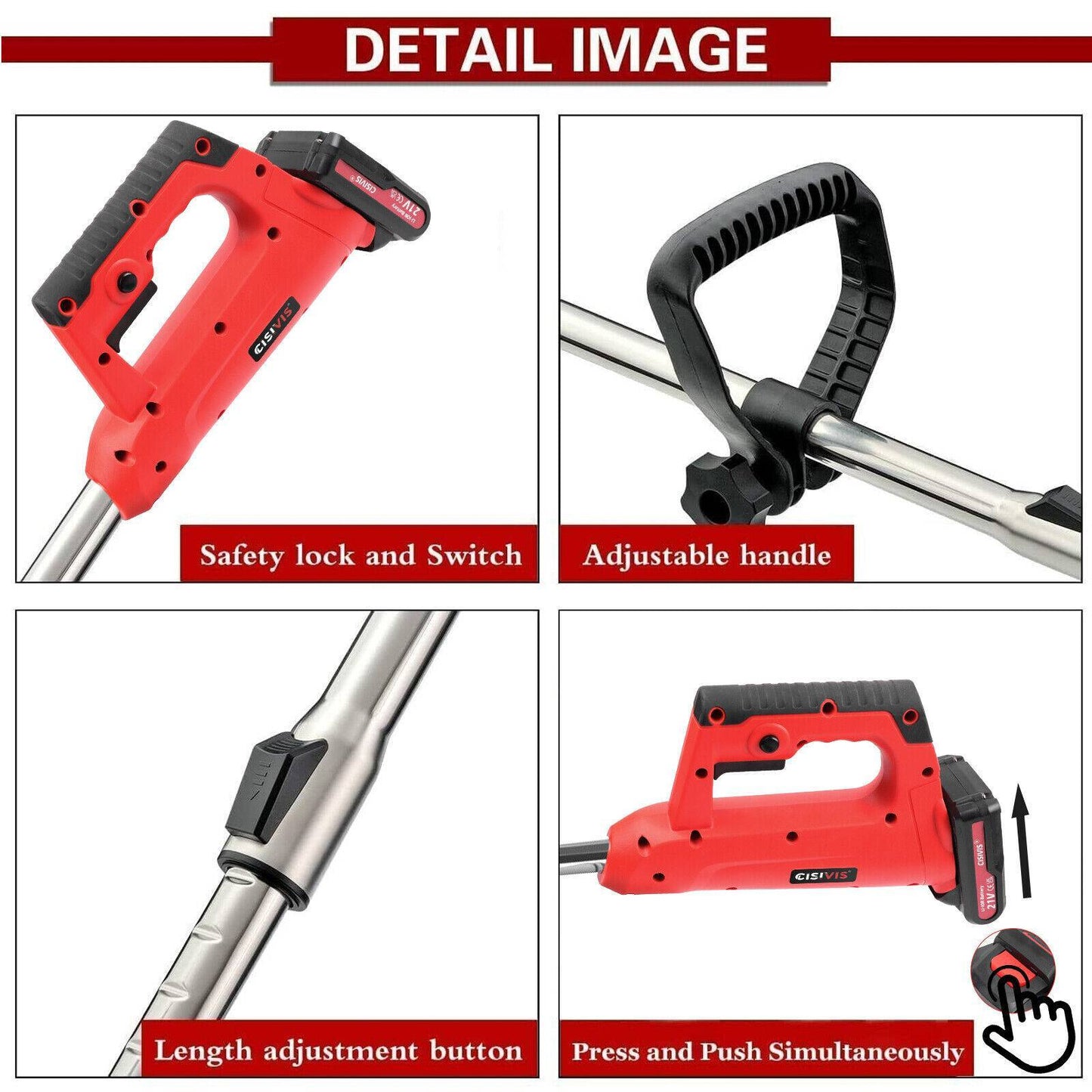 electric cordless lawn trimmer with 2 batteries and charger brush cutter brushcutter red schmuckneu