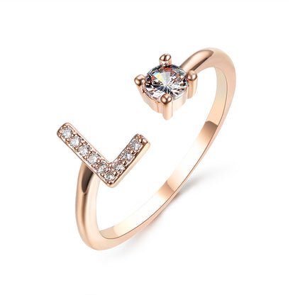 LOVE LETTER – Verstellbarer Initialen-Ring mit Zirkonia in Gold, Silber oder Roségold - Lunastein