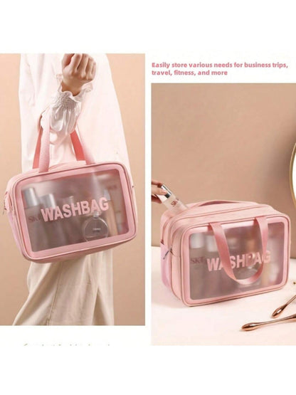 Fashionable Travel Makeup Bag With PVC Lining, Letter Design Handbag Perfect For Gym, Business, Or Travel SchmuckNeu