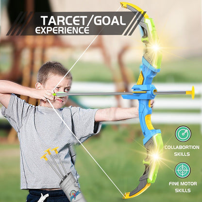 DE Bow & Arrow Toy Set, LED-lit Archery Toy,10 Suction Cup Arrows, Targets And Arrow Holders, Indoor And Outdoor Children's Toys Suitable For Boys And Girls.Logistics Is Randomly Sent By DHL,DPD