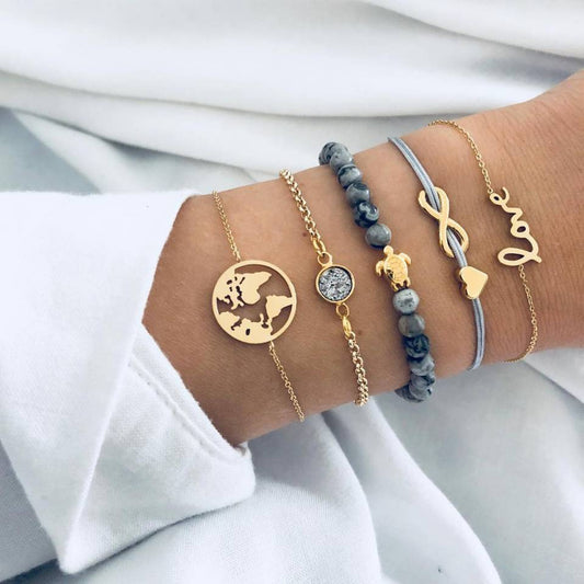 Love Map Bracelet Bracelet Set - Lunastein