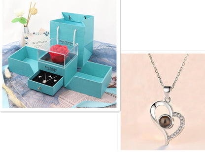 Hot Valentine's Day Gifts Metal Rose Jewelry Gift Box Necklace For Wedding Girlfriend Necklace Gifts SchmuckNeu