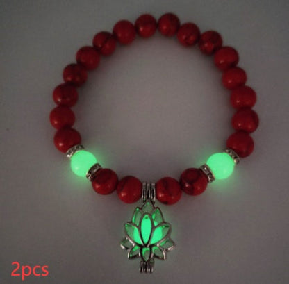 Energy Luminous Lotus Natural Stone Bracelet Yoga Healing Luminous Glow In The Dark Charm Beads Bracelet For Men Women Prayer Buddhism SchmuckNeu