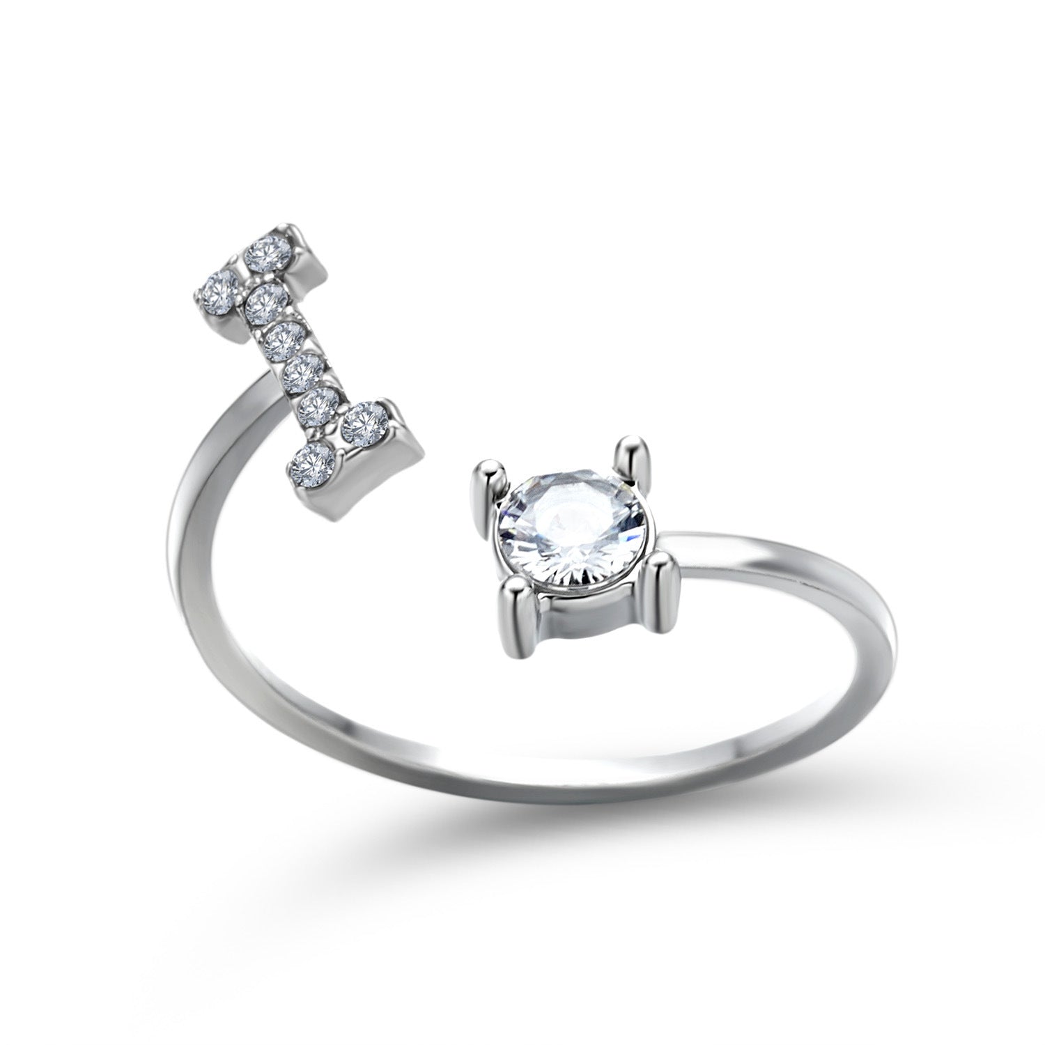 LOVE LETTER – Verstellbarer Initialen-Ring mit Zirkonia in Gold, Silber oder Roségold - Lunastein