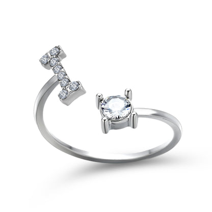 LOVE LETTER – Verstellbarer Initialen-Ring mit Zirkonia in Gold, Silber oder Roségold - Lunastein