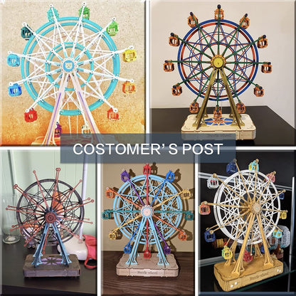 Robotime DIY Wooden Rotatable Ferris Wheel Model With Playing Music Toys For Children Birthday TGN01 SchmuckNeu