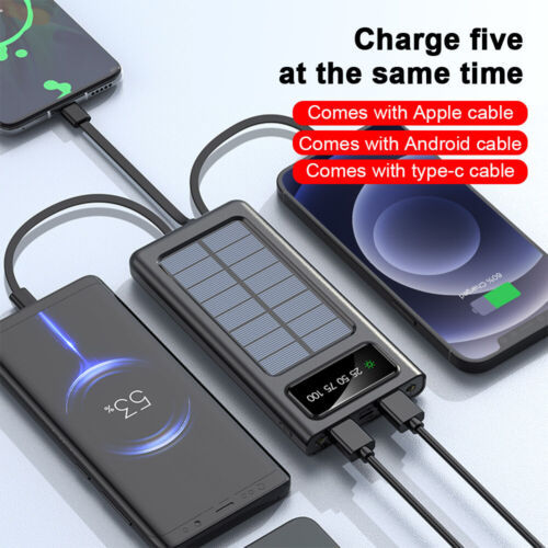 Solar Power Bank 900000mAh Tragbar Externer Batterie Ladegerat Fur Alle Handy DE SchmuckNeu