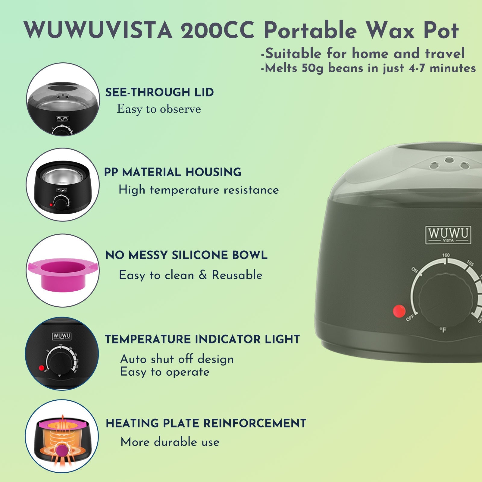 Waxing Kit 19 Items, WUWUVISTA Hair Removal Wax Kit With Wax Melt Warmer Waxing Beads For Face, Brazilian, Full Body, Bikini Suitable For Plugs Of American & European Specifications SchmuckNeu