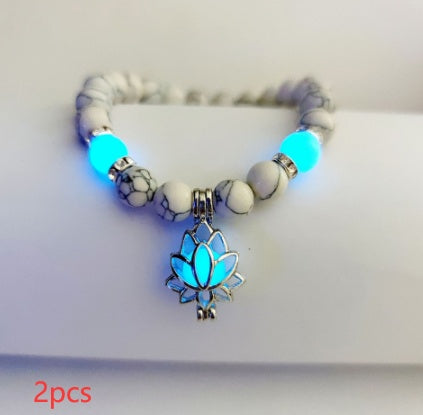energy luminous lotus natural stone bracelet yoga healing luminous glow in the dark charm beads bracelet for men women prayer buddhism schmuckneu