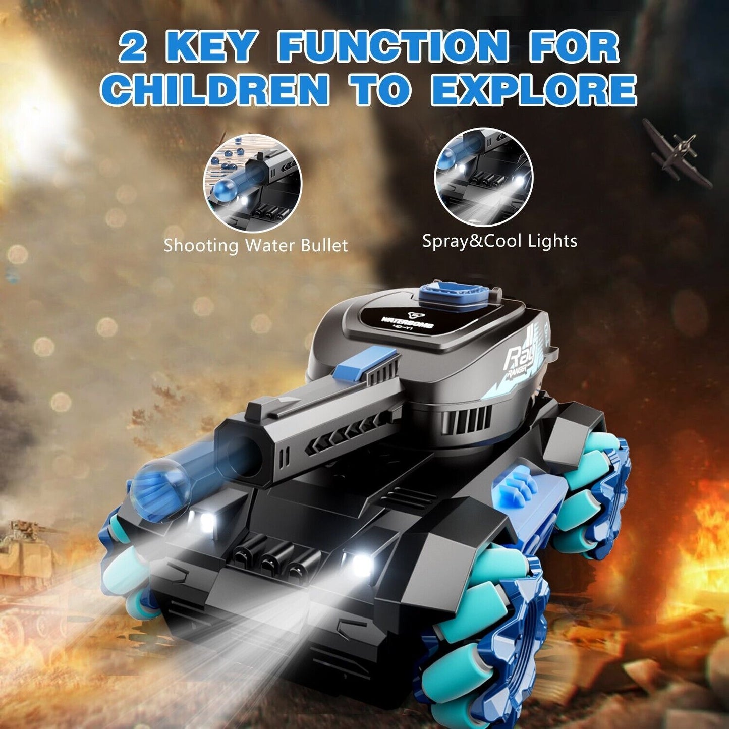 de 4drc y1 rc tank shooting gesture sensing rc stunt car with light music