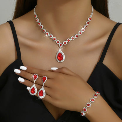 Fashion Jewelry Bridal Jewelry Suit Necklace Ear Stud Bracelet Three-piece Set - Lunastein