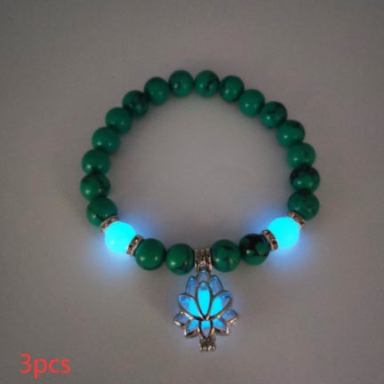 energy luminous lotus natural stone bracelet yoga healing luminous glow in the dark charm beads bracelet for men women prayer buddhism schmuckneu