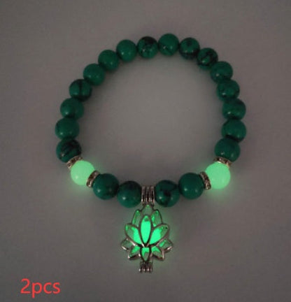 Energy Luminous Lotus Natural Stone Bracelet Yoga Healing Luminous Glow In The Dark Charm Beads Bracelet For Men Women Prayer Buddhism SchmuckNeu