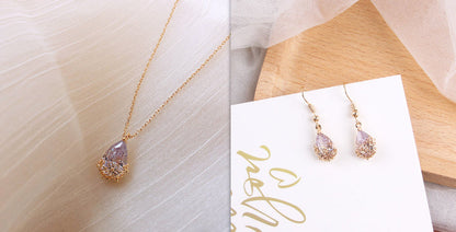 Crystal Water Drop Pendant Necklace Women's Fine Jewelry Adjustable Short Accessories Jewelry Gift SchmuckNeu