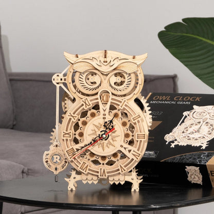 Robotime Rokr Creative DIY Toys 3D Owl Wooden Clock Building Block Kits For Children Christmas Gifts Home Decoration LK503 SchmuckNeu