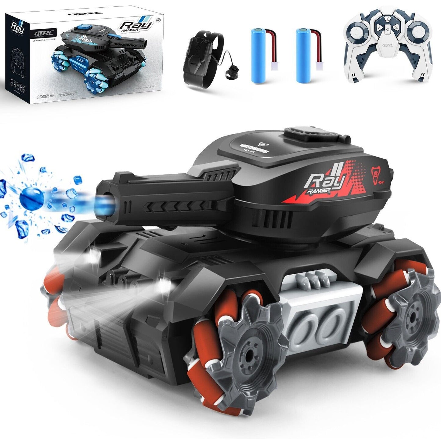 de 4drc y1 rc tank shooting gesture sensing rc stunt car with light music